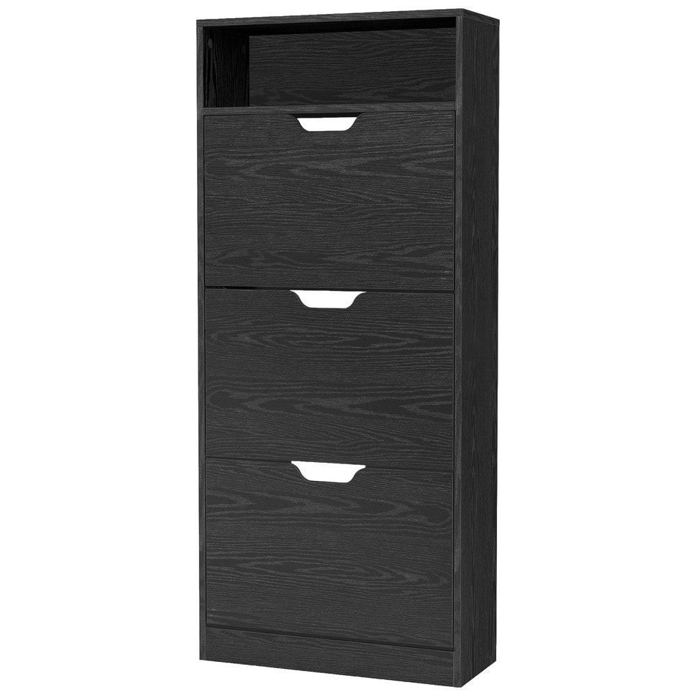 Skoskåp med 3 fällbara fack 139 cm - Svart