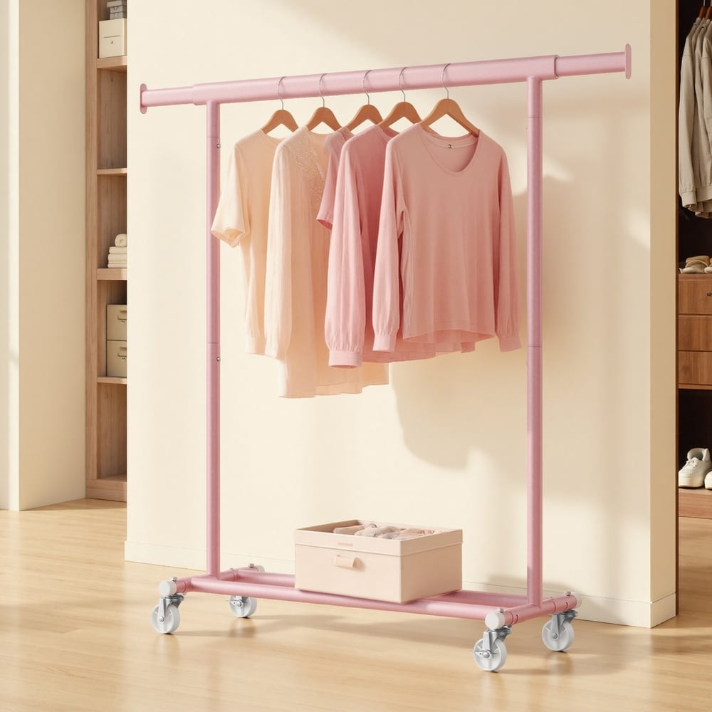 Utdragbar klädställning på hjul 92-132 cm - Rosa