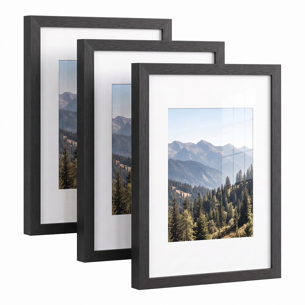 Fotoramar för A4 med passepartout 3-pack - Svart