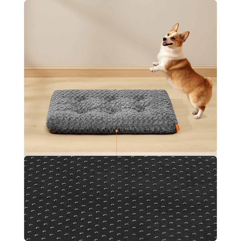 Hundbädd i plysch 95 x 60 cm / Tvättbar hundmadrass för hundbur / Hundkudde med halkskydd
