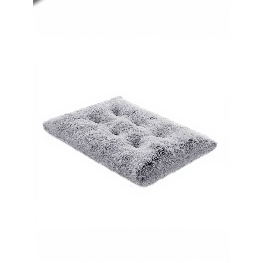 Hundbädd i lång plysch 105 x 68 cm / Tvättbar hundkudde / Hundmadrass med halkskydd