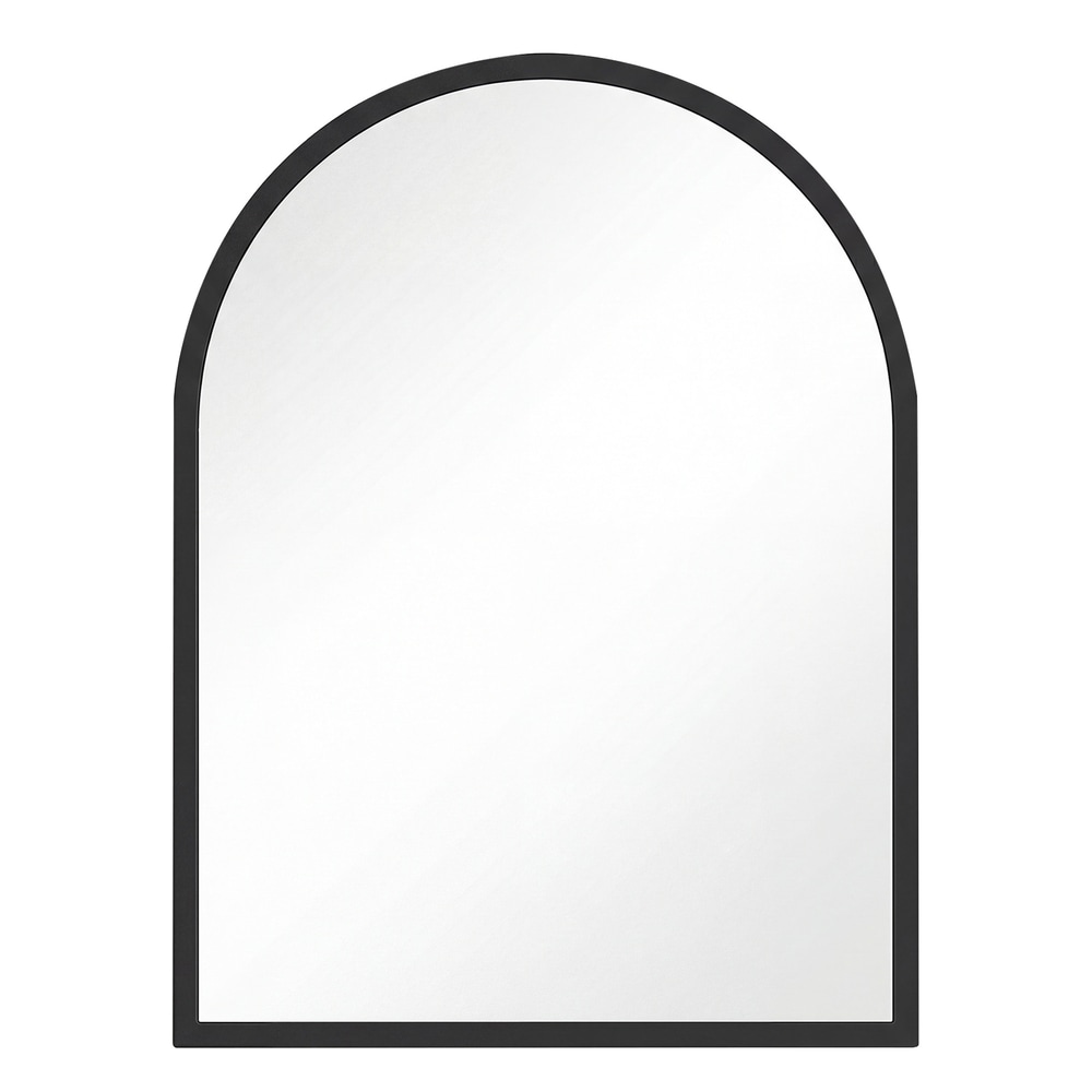 Välvd väggspegel med svart ram / Spegel med aluminiumram / Badrumsspegel 40 × 30 cm