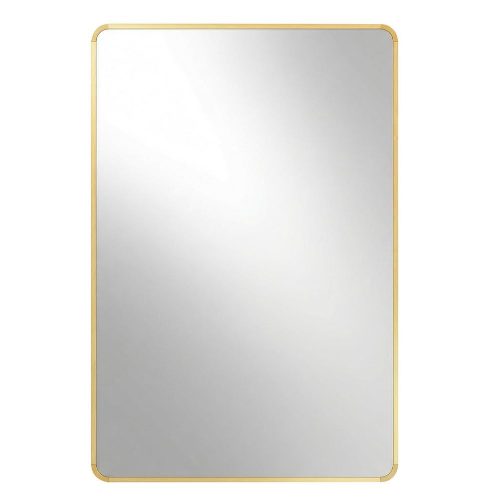 Rektangulär väggspegel med guldram / Badrumsspegel 91 × 61 cm / Spegel med aluminiumram