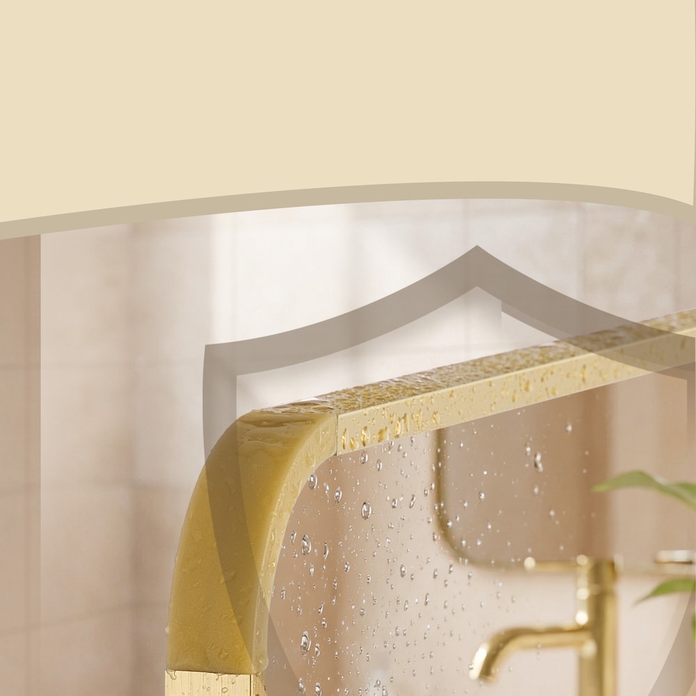 Rektangulär väggspegel med guldram / Badrumsspegel 91 × 61 cm / Spegel med aluminiumram