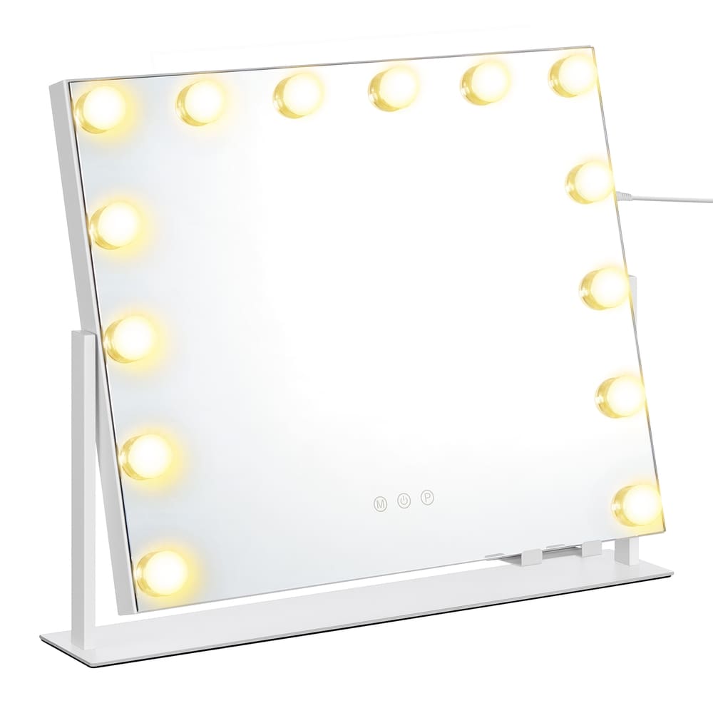 Sminkspegel med 14 LED-lampor / Dimbar bordsspegel / Kosmetikspegel med USB-laddning