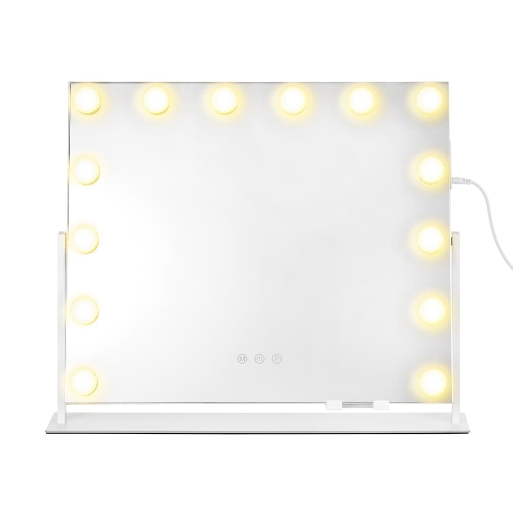 Sminkspegel med 14 LED-lampor / Dimbar bordsspegel / Kosmetikspegel med USB-laddning