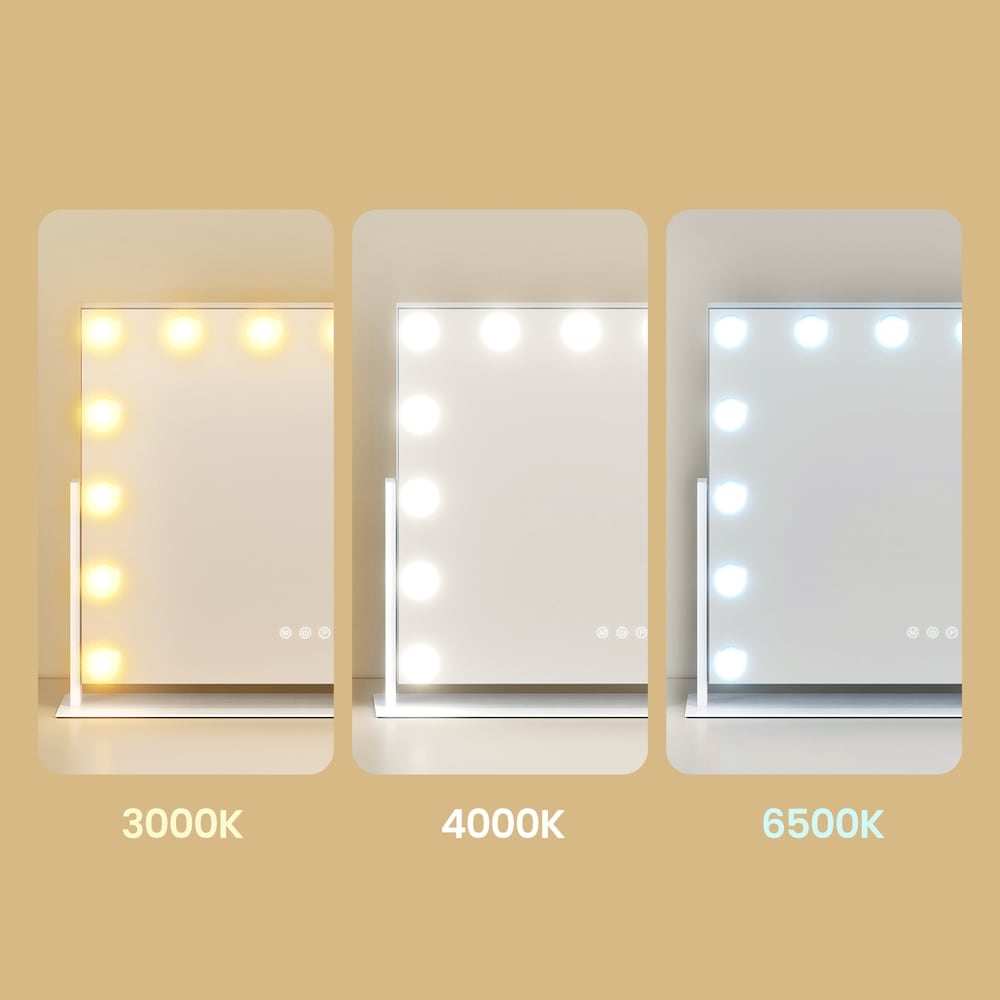 Sminkspegel med 14 LED-lampor / Dimbar bordsspegel / Kosmetikspegel med USB-laddning
