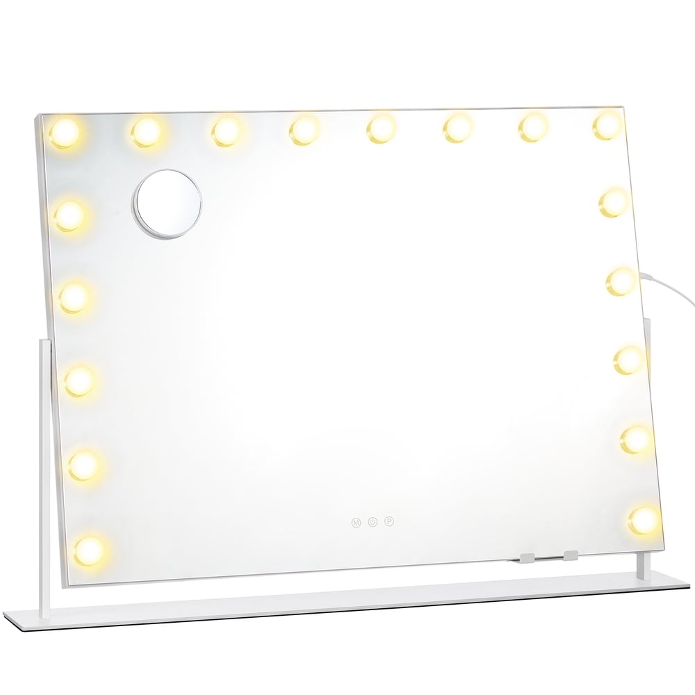 Sminkspegel med 18 LED-lampor / Stor bordsspegel med ljus / Kosmetikspegel med USB