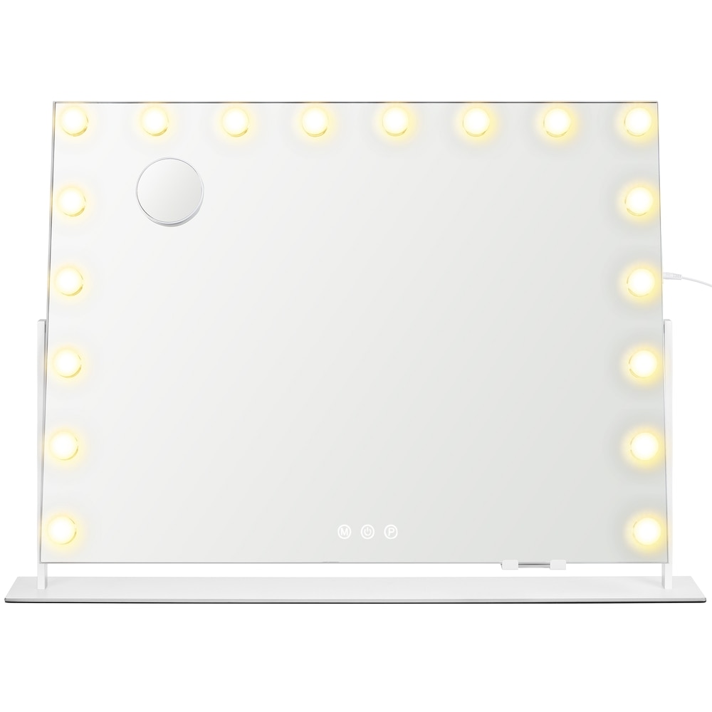 Sminkspegel med 18 LED-lampor / Stor bordsspegel med ljus / Kosmetikspegel med USB