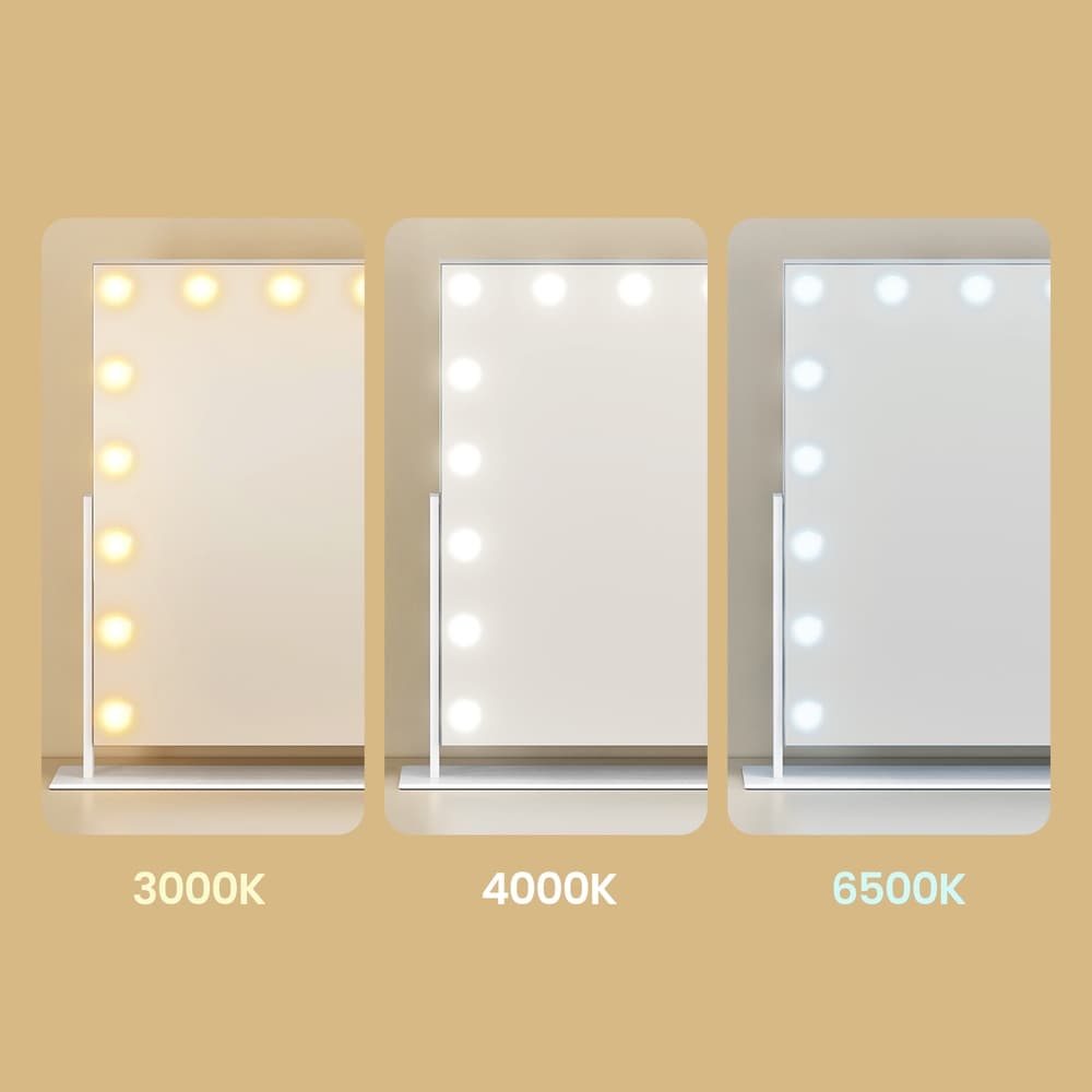 Sminkspegel med 18 LED-lampor / Stor bordsspegel med ljus / Kosmetikspegel med USB