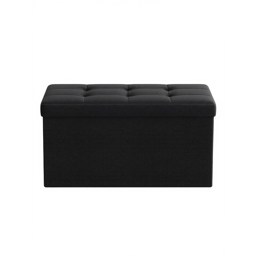 Hopfällbar sittbänk med förvaring / Svart förvaringsbänk 76 cm / Sittpuff och fotpall