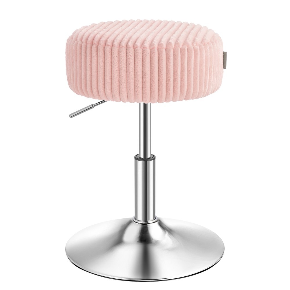 Snurrbar sminkpall i plysch höj- och sänkbar - Rosa / Pall till sminkbord / Sminkstol