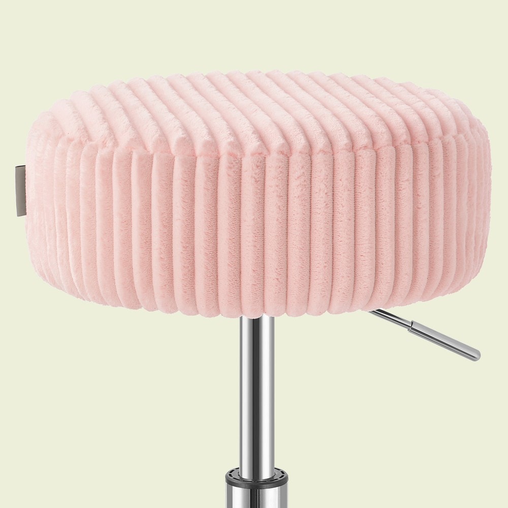 Snurrbar sminkpall i plysch höj- och sänkbar - Rosa / Pall till sminkbord / Sminkstol