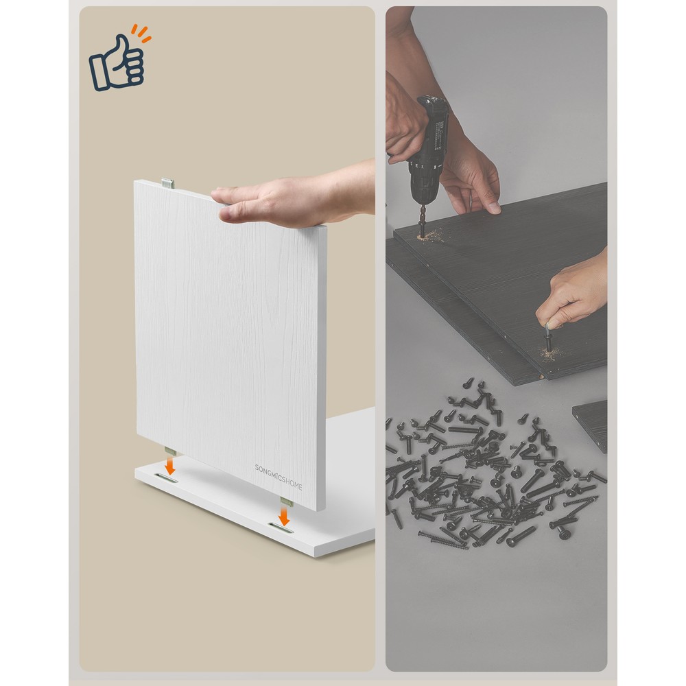 Skobänk med snabbmontering 104 cm - Vit/Grå / Skohylla med sittplats / Hallbänk med förvaring