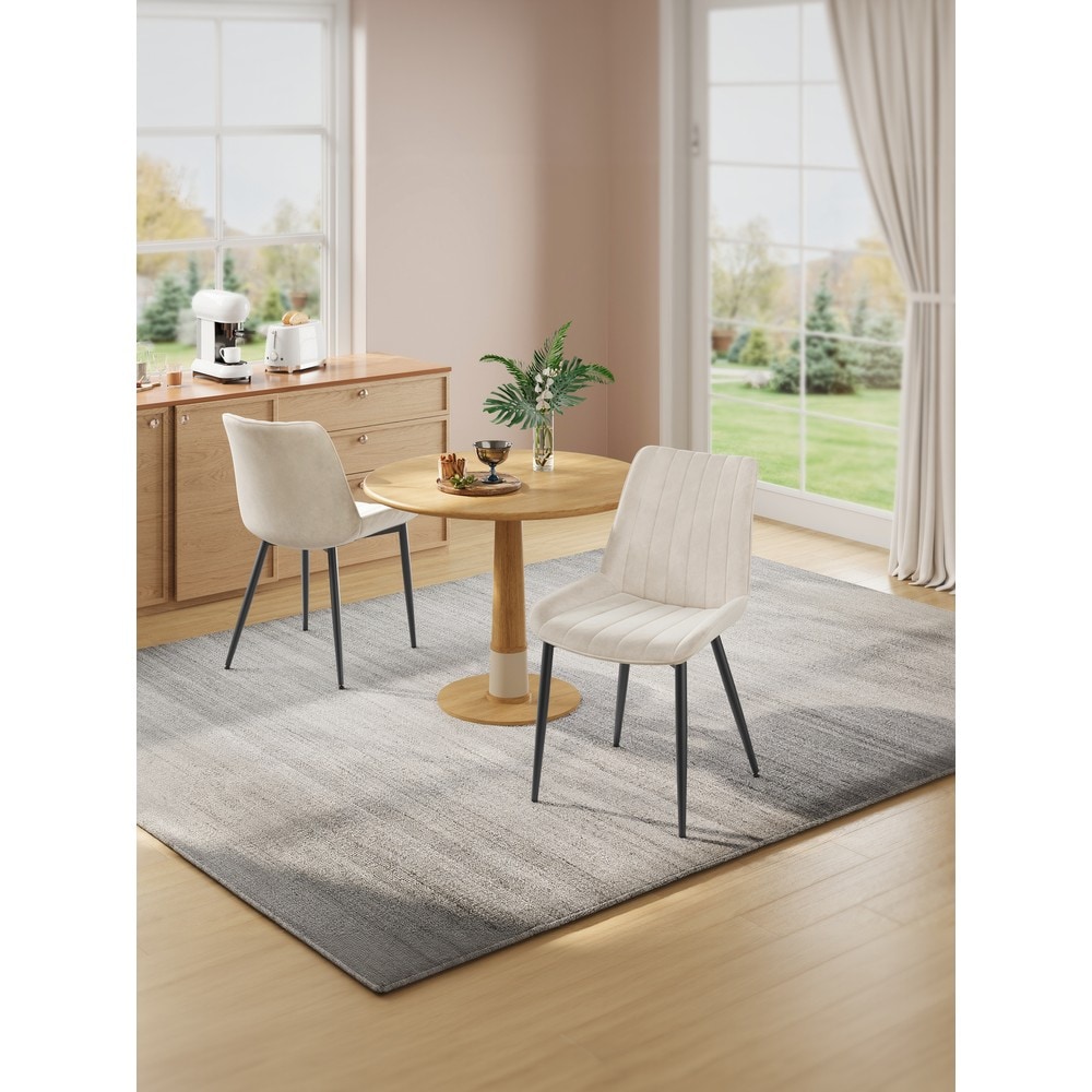 Stoppade matstolar i sammet med stålben 2-pack - Beige cappuccino/Svart / Klädda köksstolar