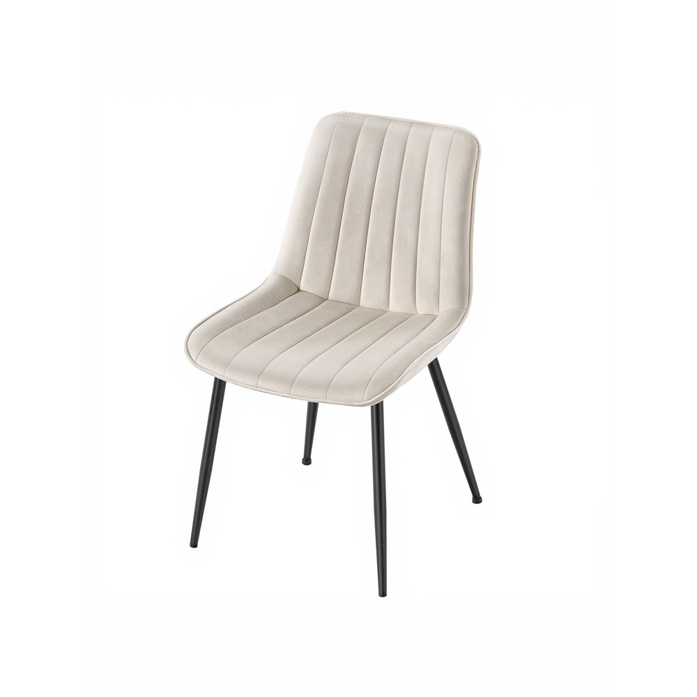 Stoppade matstolar i sammet med stålben 2-pack - Beige cappuccino/Svart / Klädda köksstolar
