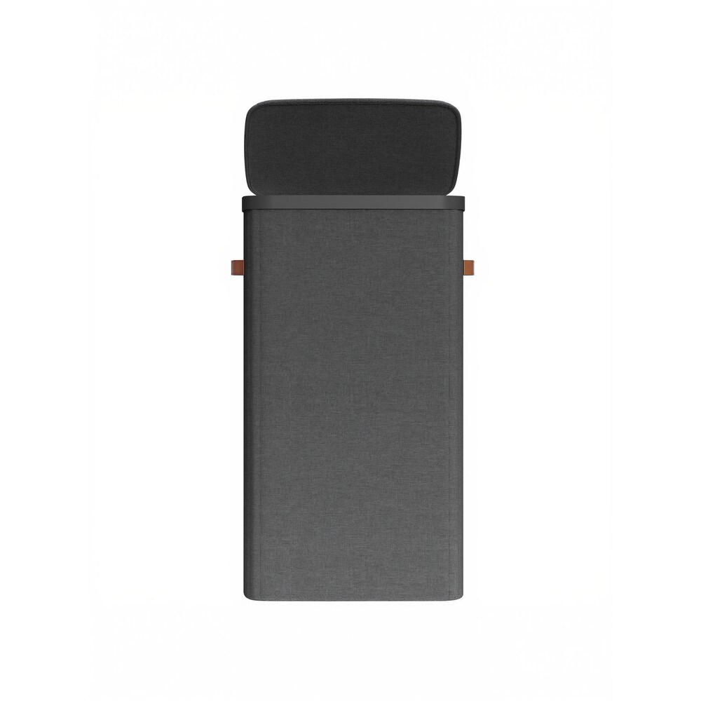 Hopfällbar tvättkorg med lock 100L - Svart / Tvättbox med innerpåse / Smutstvättskorg med lock