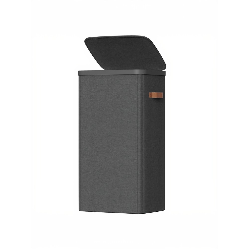 Hopfällbar tvättkorg med lock 100L - Svart / Tvättbox med innerpåse / Smutstvättskorg med lock