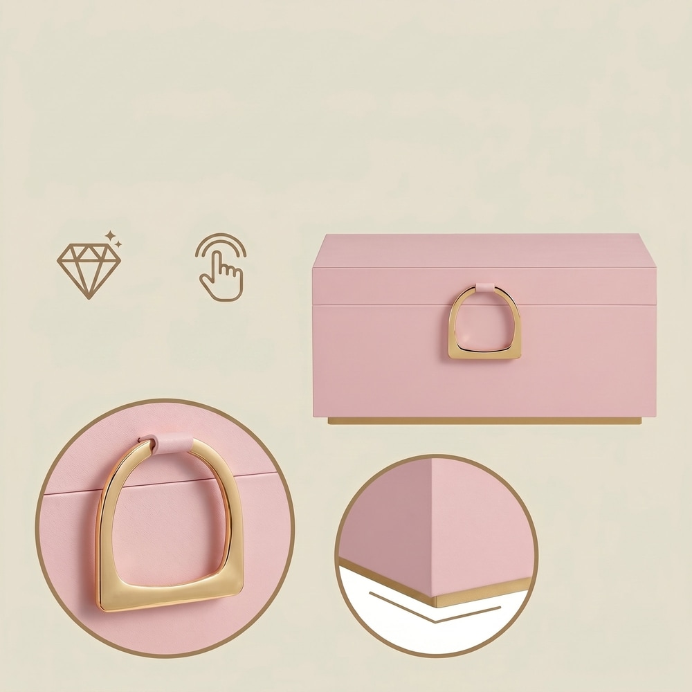 Smyckeskrin med 2 våningar - Rosa / Smyckesförvaring med fack / Smyckesbox med bricka