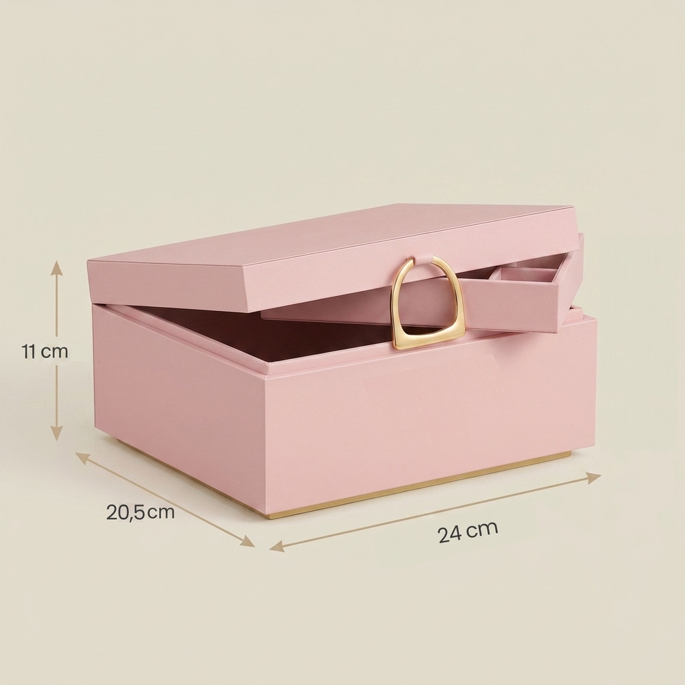 Smyckeskrin med 2 våningar - Rosa / Smyckesförvaring med fack / Smyckesbox med bricka