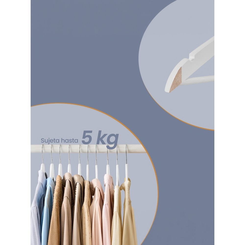Smala trägalgar 20-pack - Vit / Klädgalgar i björkträ / Byxgalgar med vridbar krok