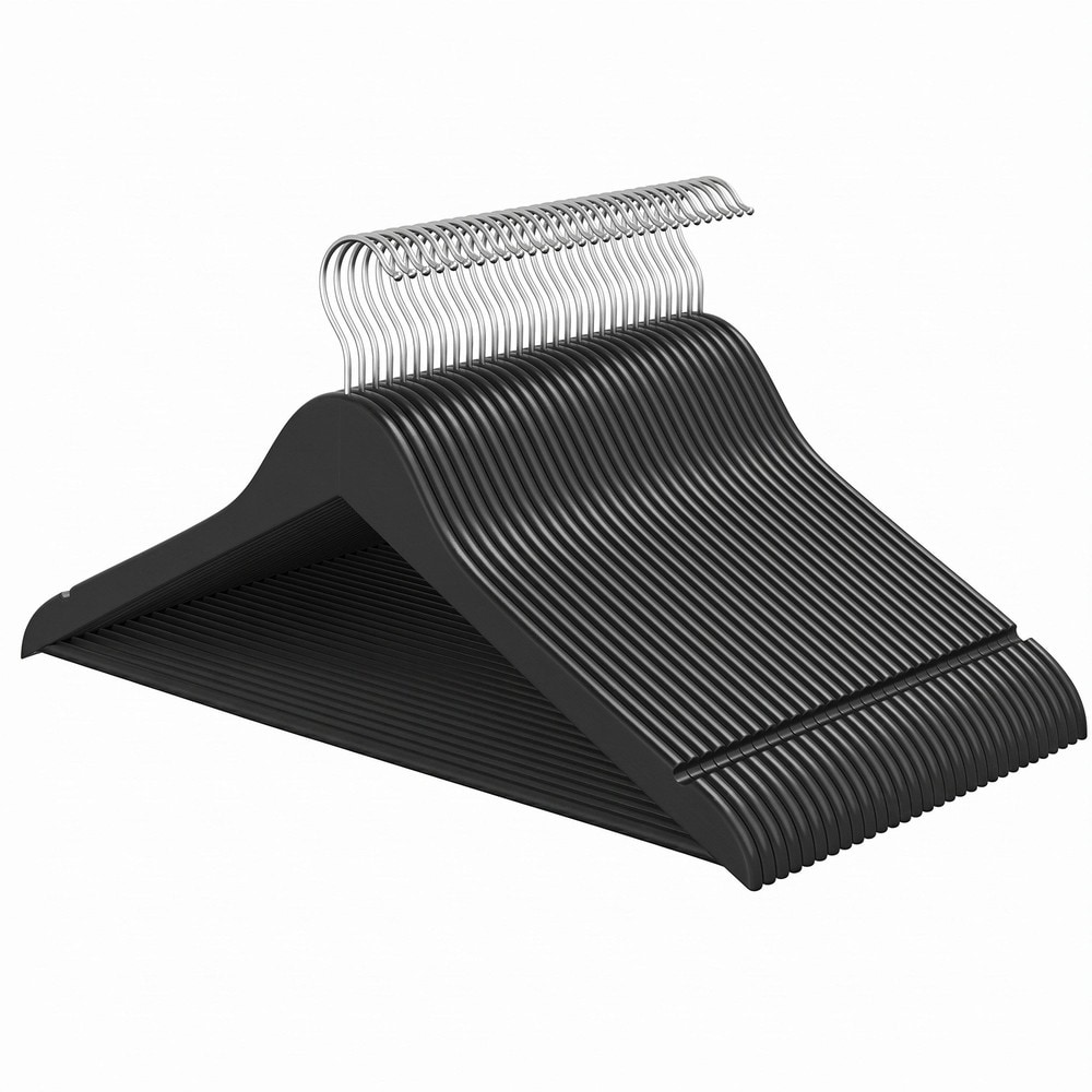 Smala trägalgar 30-pack - Svart / Klädgalgar i björkträ / Galgar med vridbar krok