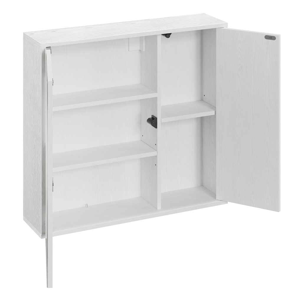 Spegelskåp för badrum 60x55 cm - Vit / Väggskåp med spegel / Badrumsskåp med hyllor