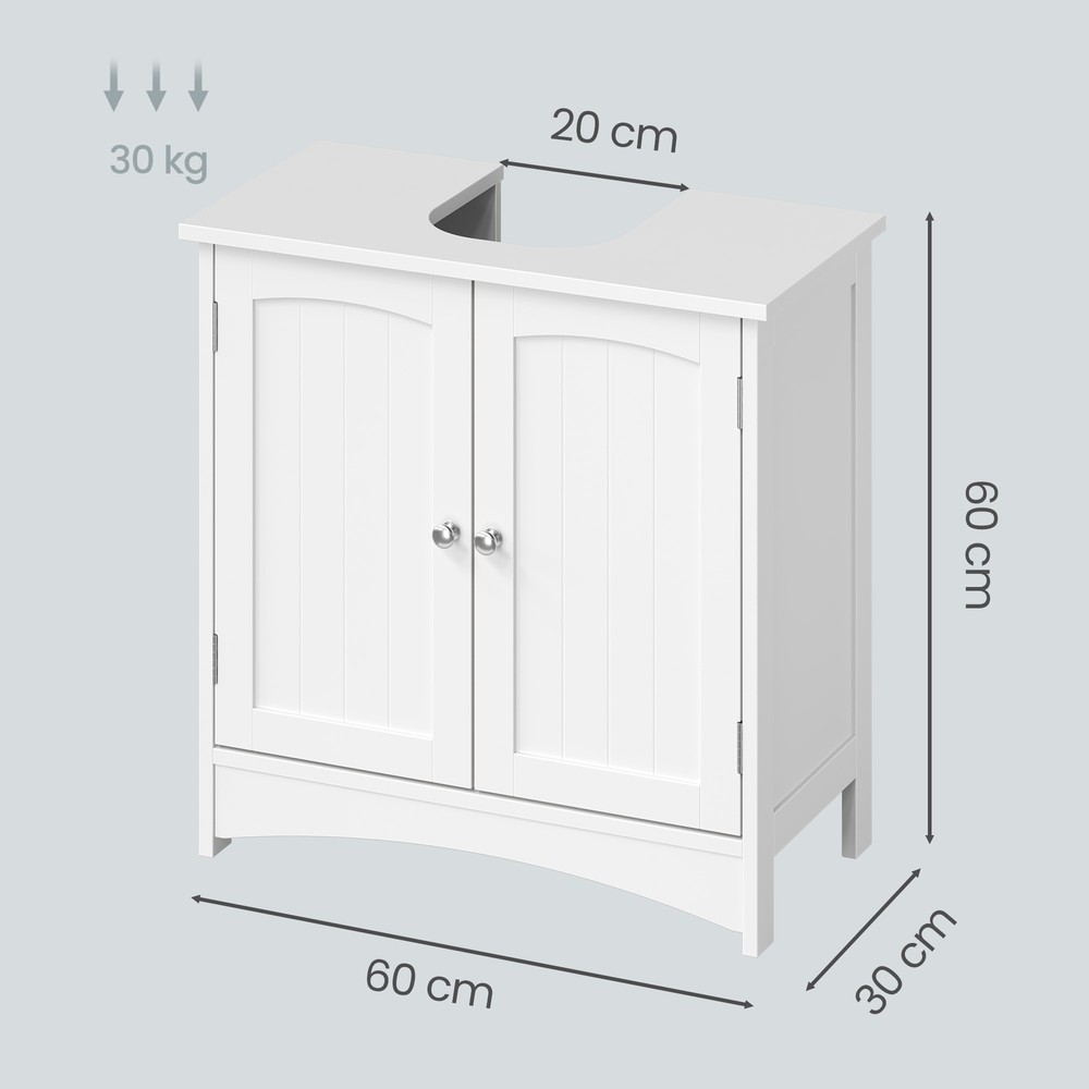 Underskåp för handfat med 2 dörrar 60x30x60 cm - Vit / Tvättställsskåp / Badrumsskåp