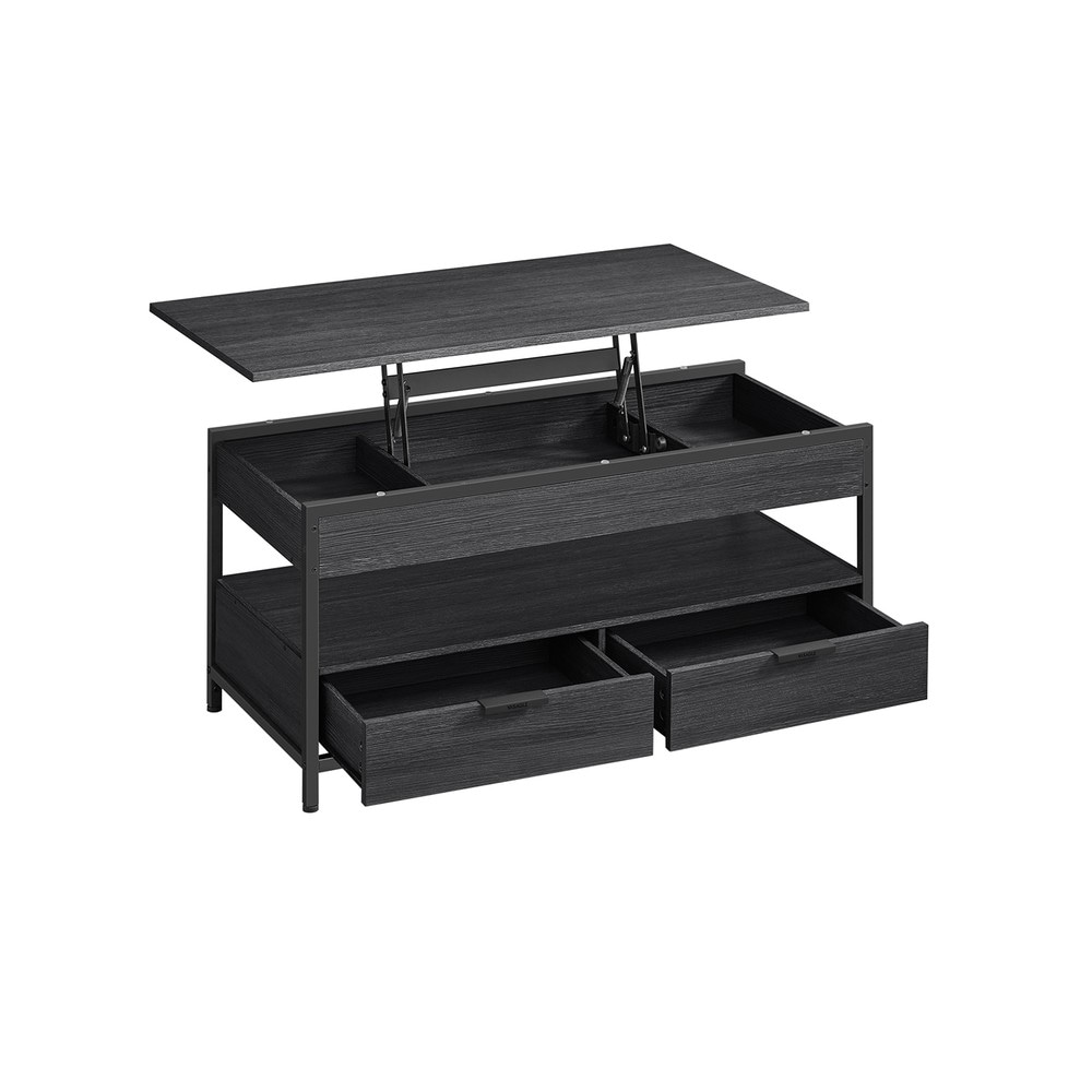 Soffbord med lyftbar skiva, lådor och förvaring - Grå/Svart / Vardagsrumsbord / Förvaringsbord