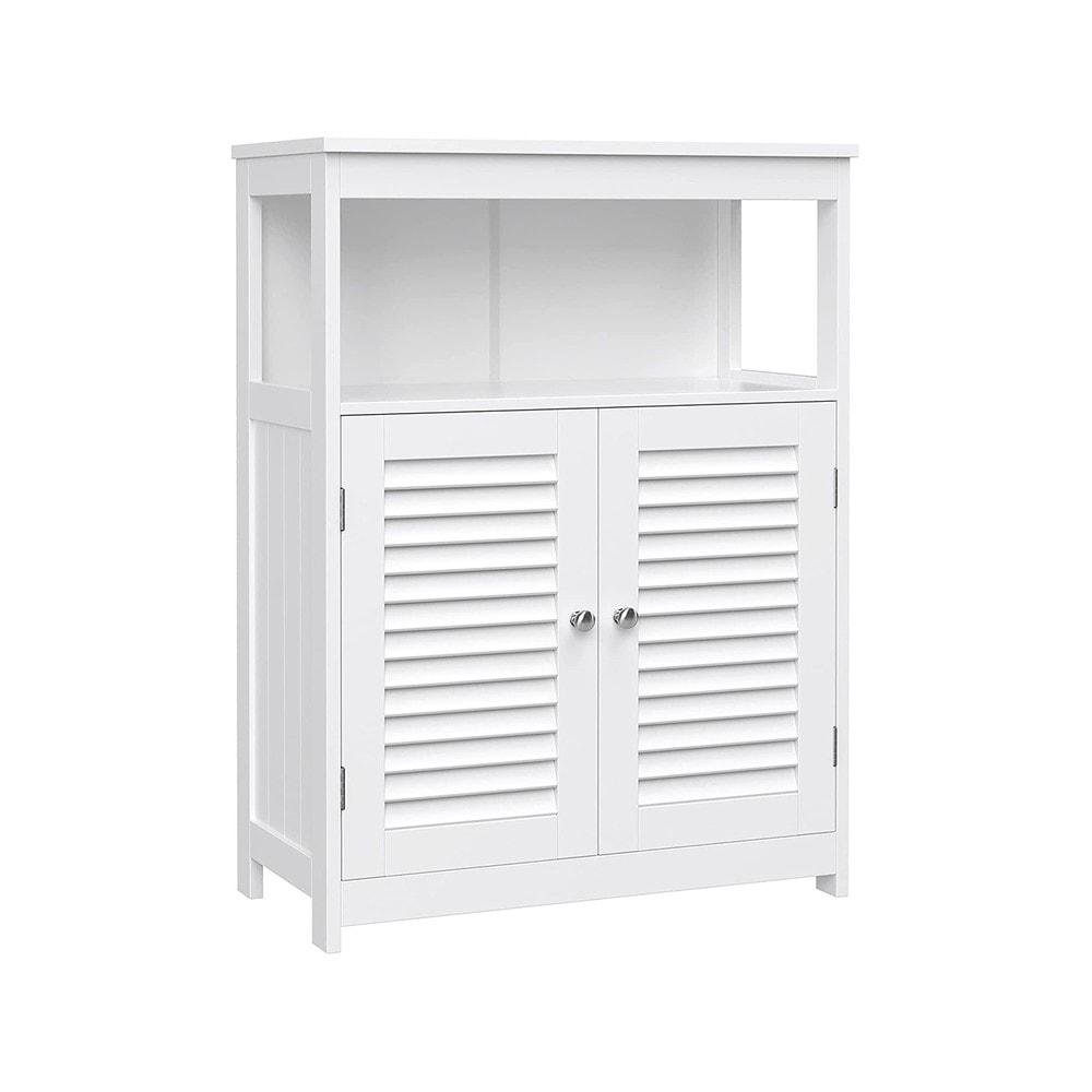 Förvaringsskåp med 2 lamelldörrar 60x30x80 cm - Vit / Badrumsskåp / Lamellskåp i MDF