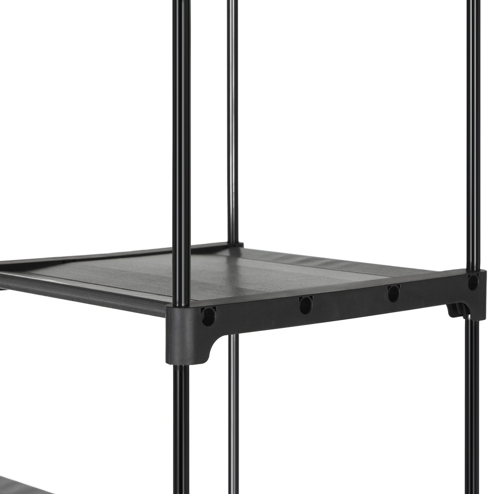 Hopfällbar tyggarderob med 2 klädstänger 140x43x174 cm - Svart / Tygskåp / Klädförvaring