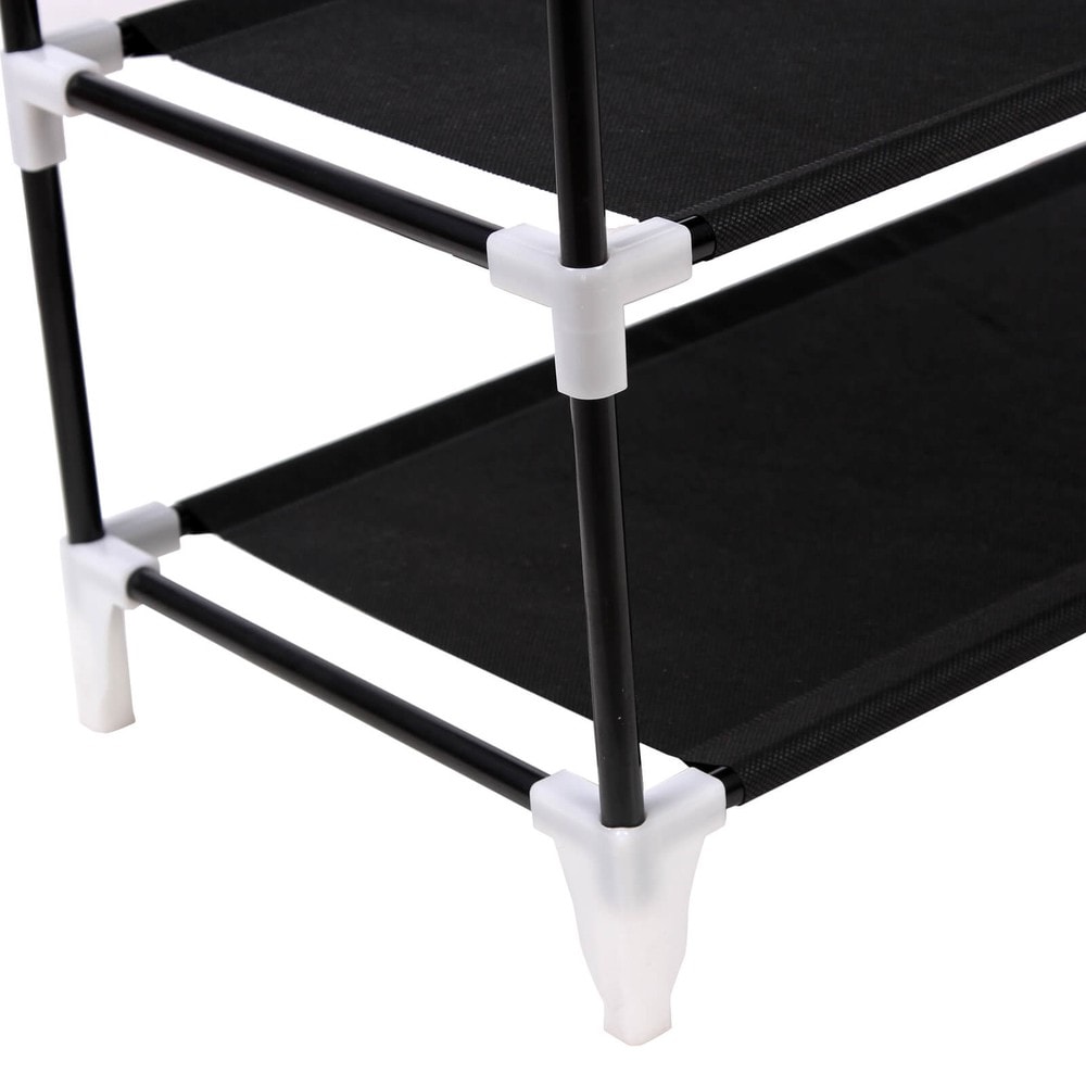 Skoställ i tyg med 9 hyllplan 58x28x160 cm - Svart / Skohylla i tyg / Skoförvaring