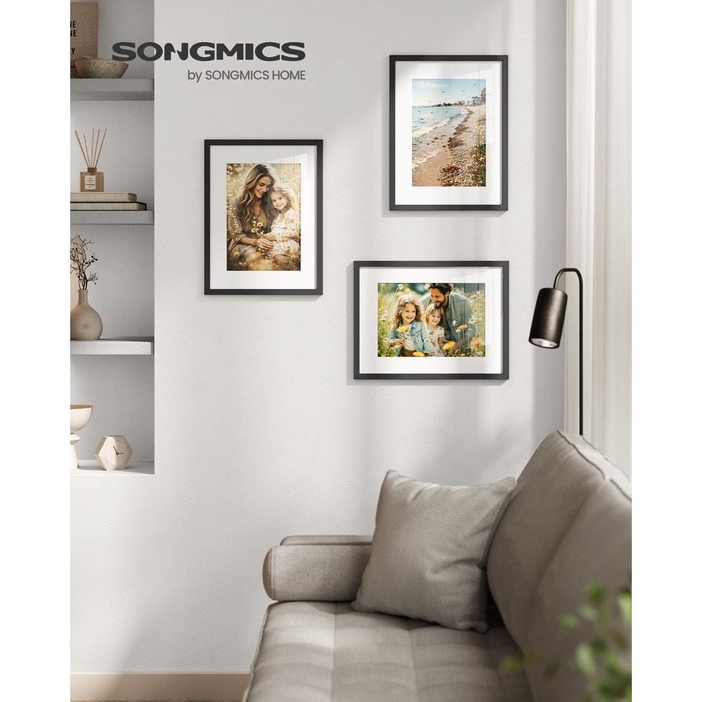 Fotoramar för väggmontering 3-pack - Svart / Tavelramar med passepartout / Bildramar