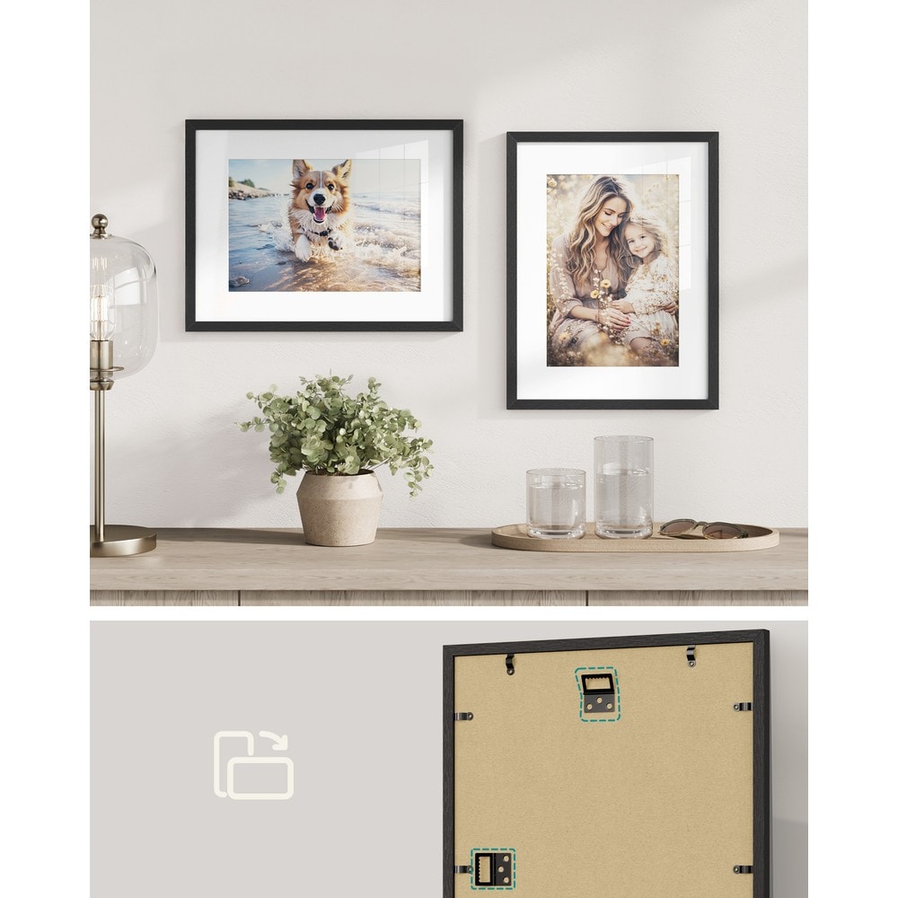 Fotoramar för väggmontering 3-pack - Svart / Tavelramar med passepartout / Bildramar