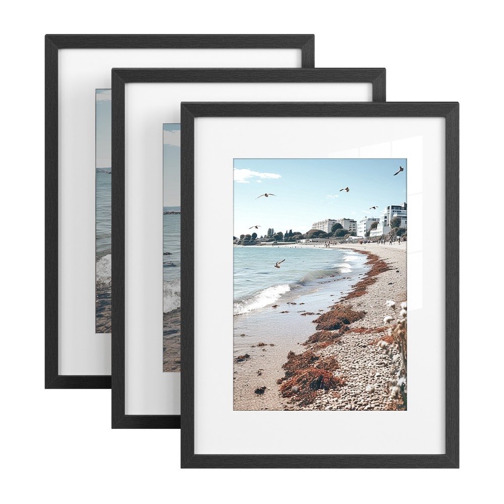 Fotoramar för väggmontering 3-pack - Svart / Tavelramar med passepartout / Bildramar