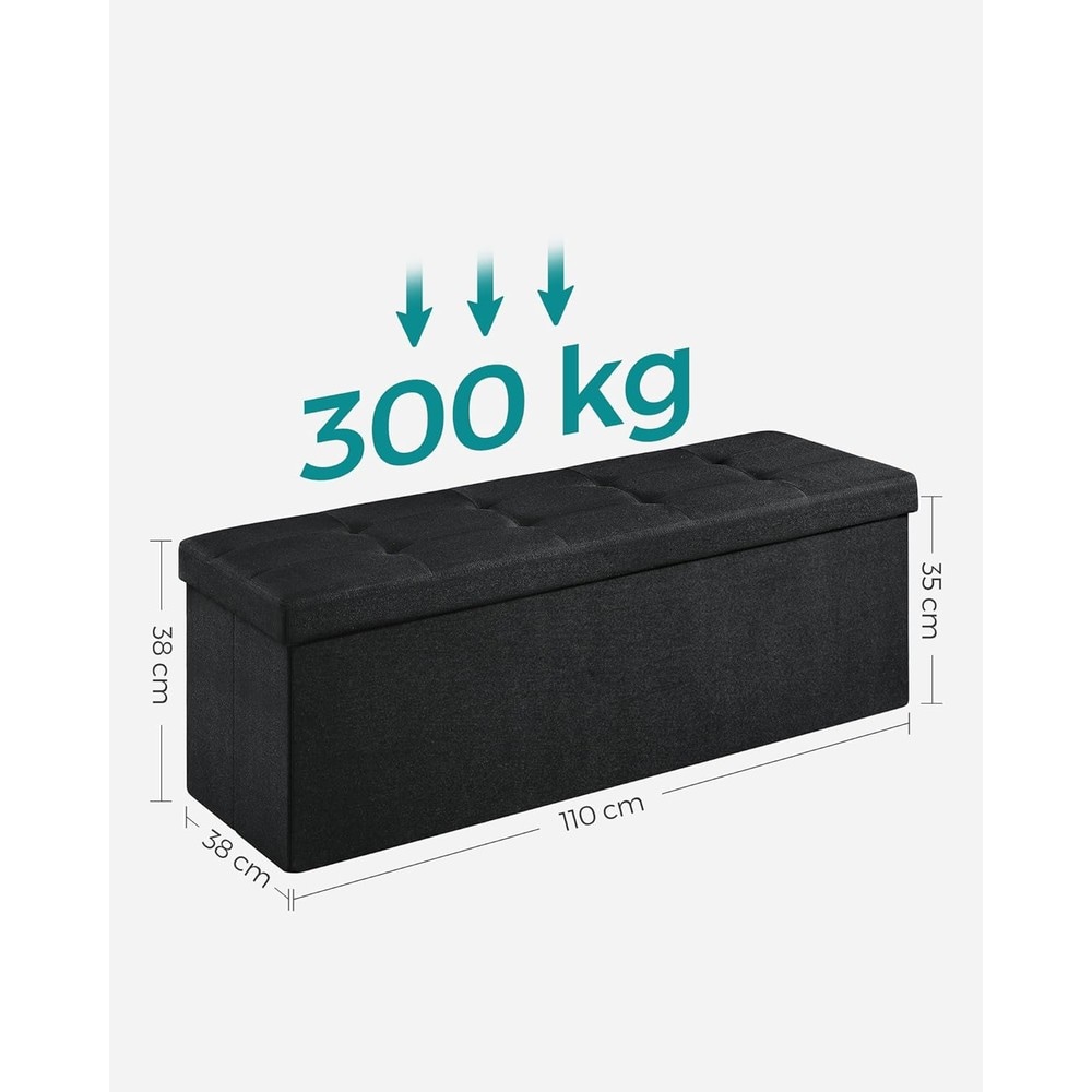 Hopfällbar sittbänk med förvaring 110 cm - Svart / Förvaringsbänk / Förvaringspall