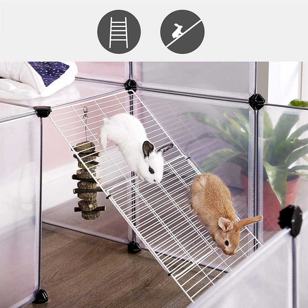 Modulaarinen häkki-aitaus marsuille ja pieneläimille 143x108 cm – Valkoinen – Marsujen aitaus – Pieneläinten aitaus