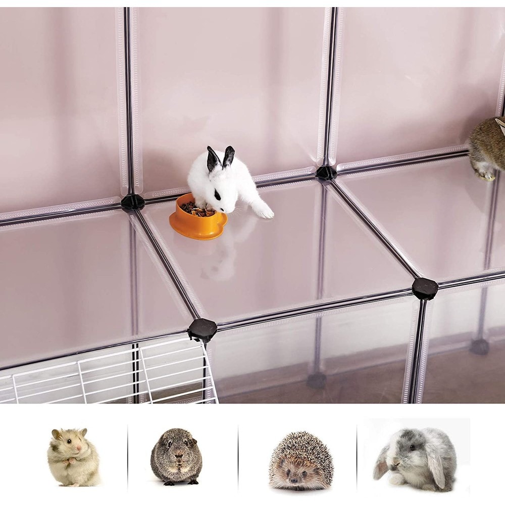 Modulaarinen häkki-aitaus marsuille ja pieneläimille 143x108 cm – Valkoinen – Marsujen aitaus – Pieneläinten aitaus