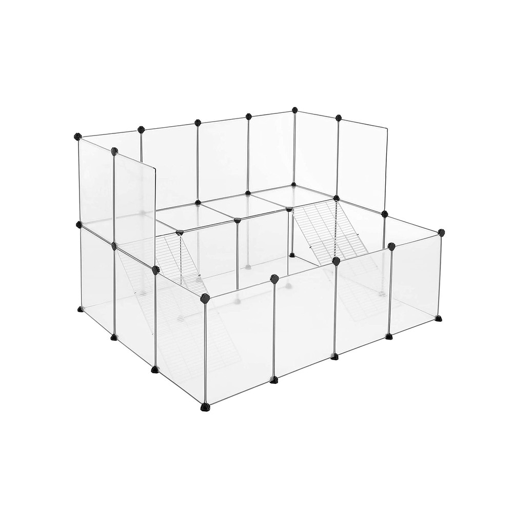 Modulaarinen häkki-aitaus marsuille ja pieneläimille 143x108 cm – Valkoinen – Marsujen aitaus – Pieneläinten aitaus