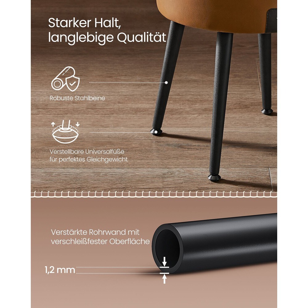 Rund sittpuff med förvaring i konstläder - Brun / Vadderad fotpall / Sminkpall med lock