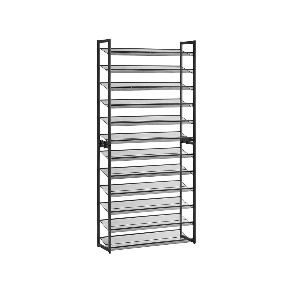 Stapelbart skoställ i metall med 12 hyllplan 2-pack - Svart / Metallskohylla / Skoförvaring
