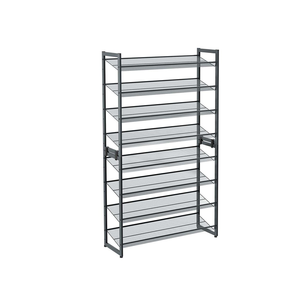 Stapelbart skoställ i metall med 8 hyllplan 2-pack - Grå / Metallskohylla / Skoförvaring