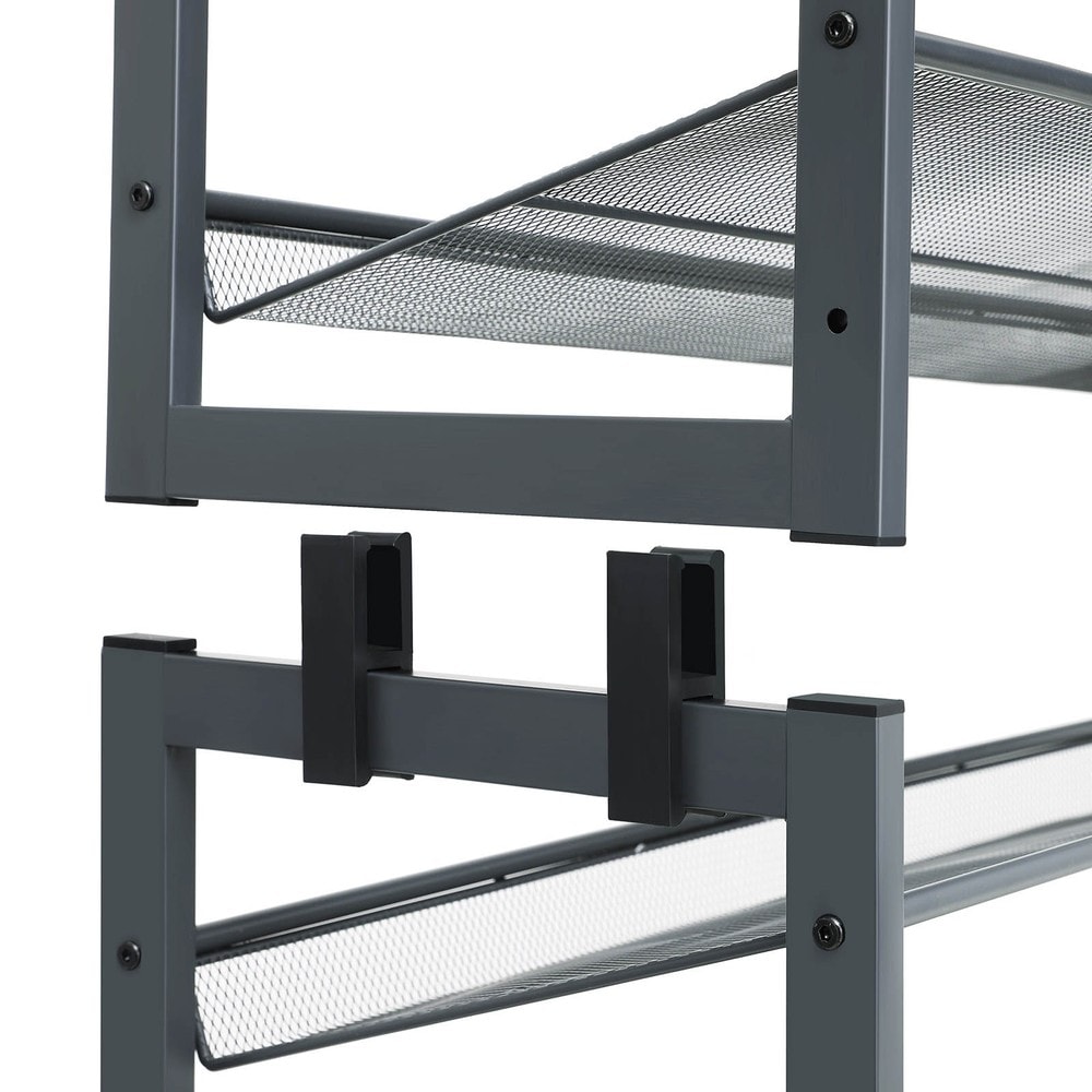 Stapelbart skoställ i metall med 8 hyllplan 2-pack - Grå / Metallskohylla / Skoförvaring