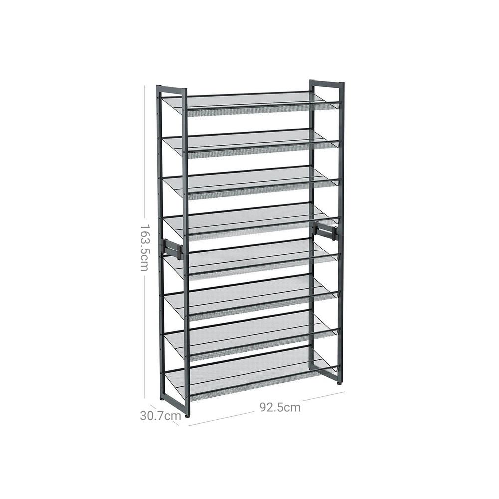 Stapelbart skoställ i metall med 8 hyllplan 2-pack - Grå / Metallskohylla / Skoförvaring