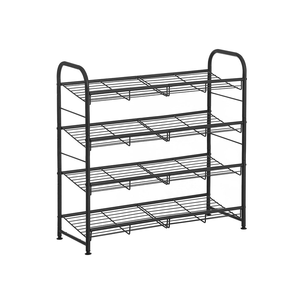 Stapelbart skoställ i stål med 4 hyllplan 68 cm - Svart / Metallskohylla / Skoförvaring