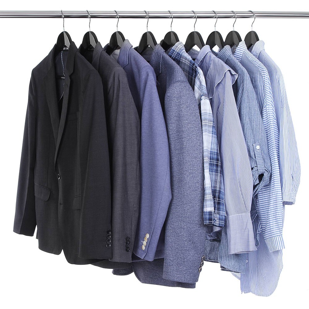 Trägalgar med byxstång 10-pack - Svart / Klädgalgar i trä / Kostymgalgar med halkskydd