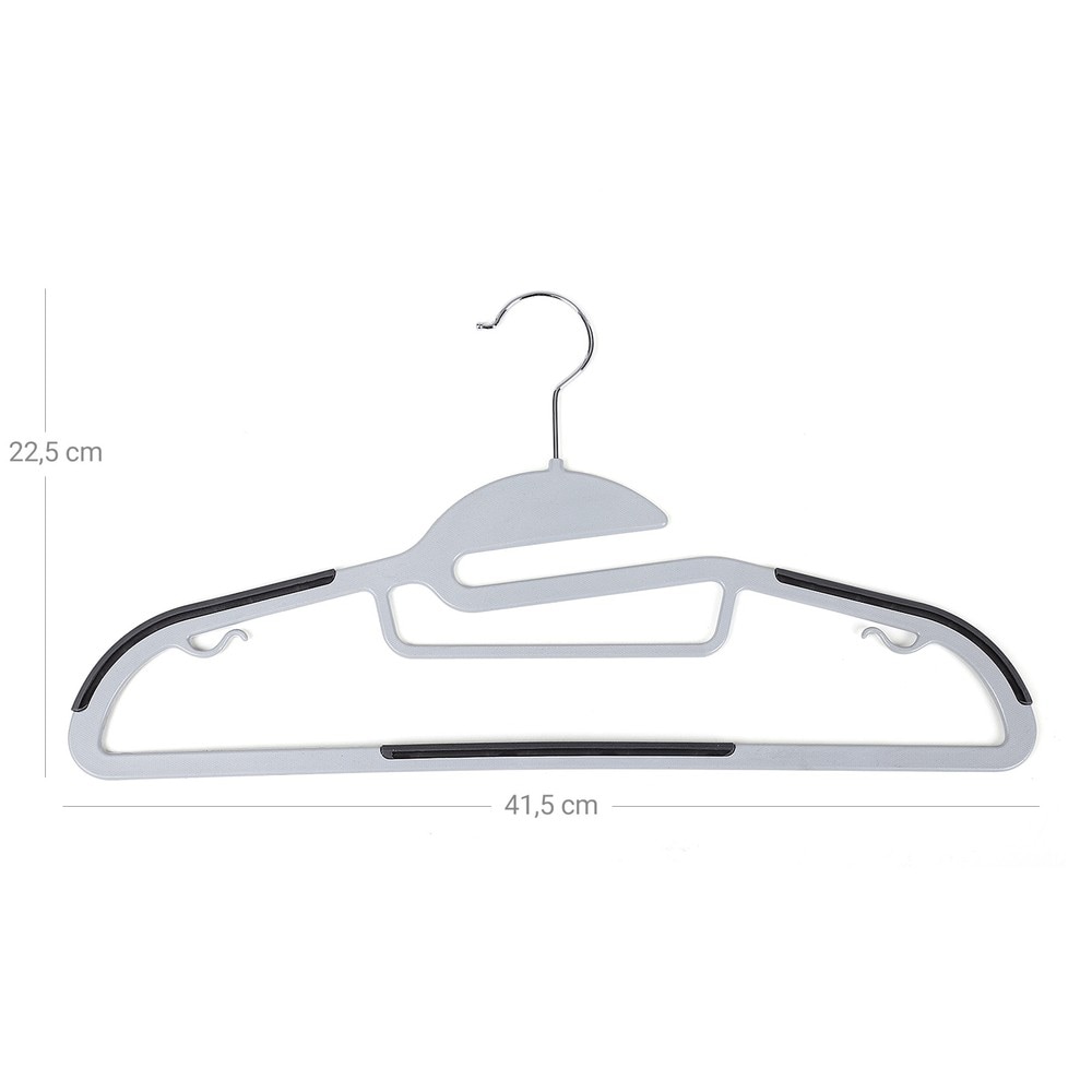 Plastgalgar 20-pack - Grå / Klädgalgar med halkskydd / Galgar med vridbara metallkrokar