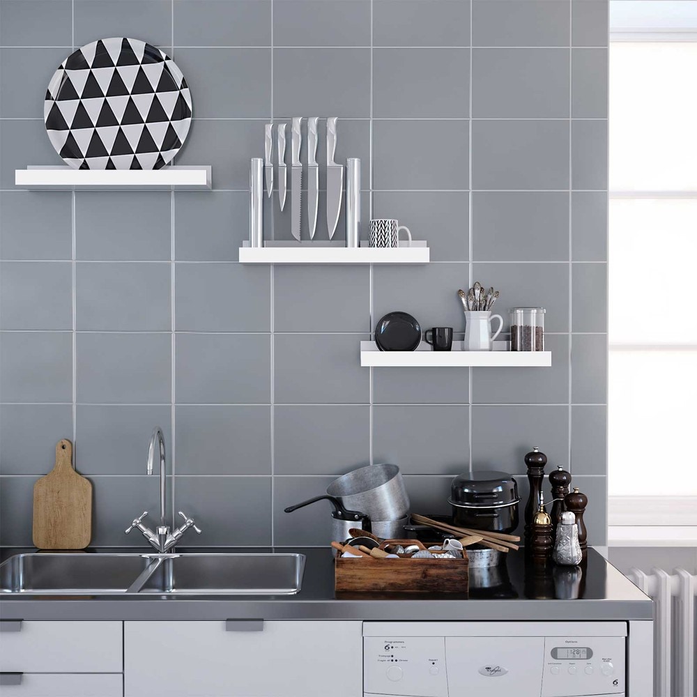 Svävande vägghyllor för tavlor och böcker 38 cm 3-pack - Vit / Tavelhyllor / Vägghyllset
