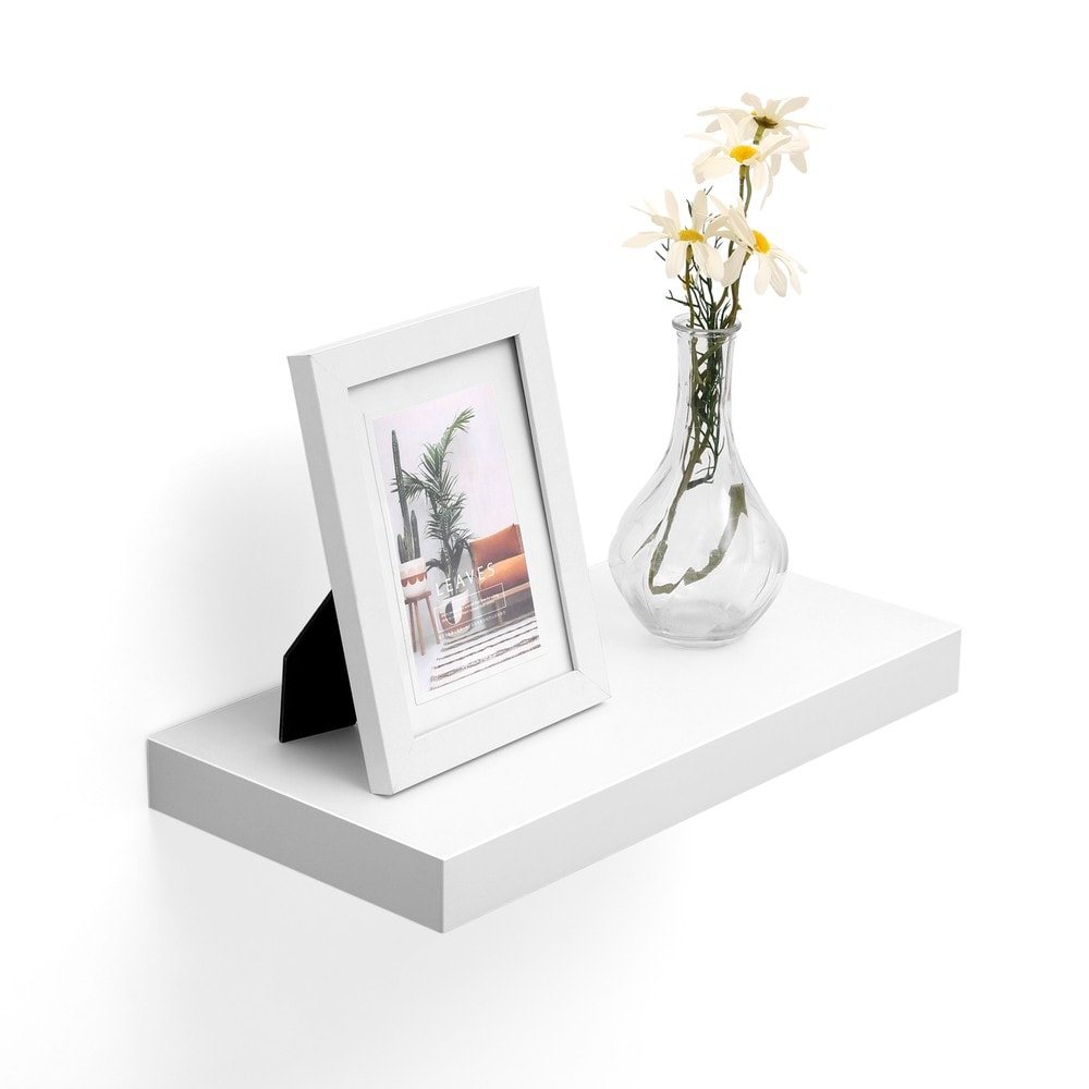 Svävande vägghylla 40x20 cm - Vit / Vägghylla med dolt fäste / Dekorationshylla i MDF