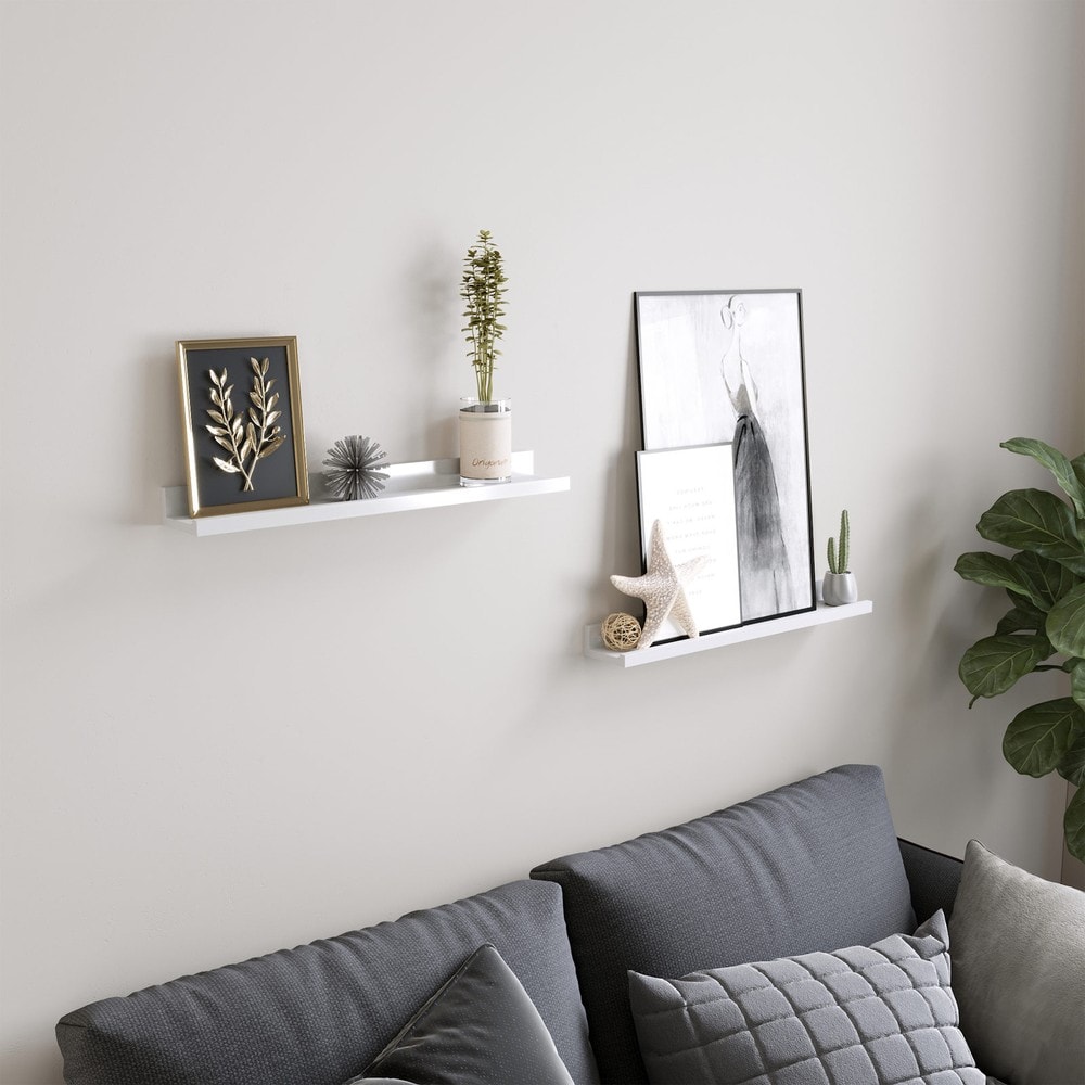 Svävande vägghyllor för tavlor och böcker 60 cm 2-pack - Vit / Tavellister / Bilderhyllor